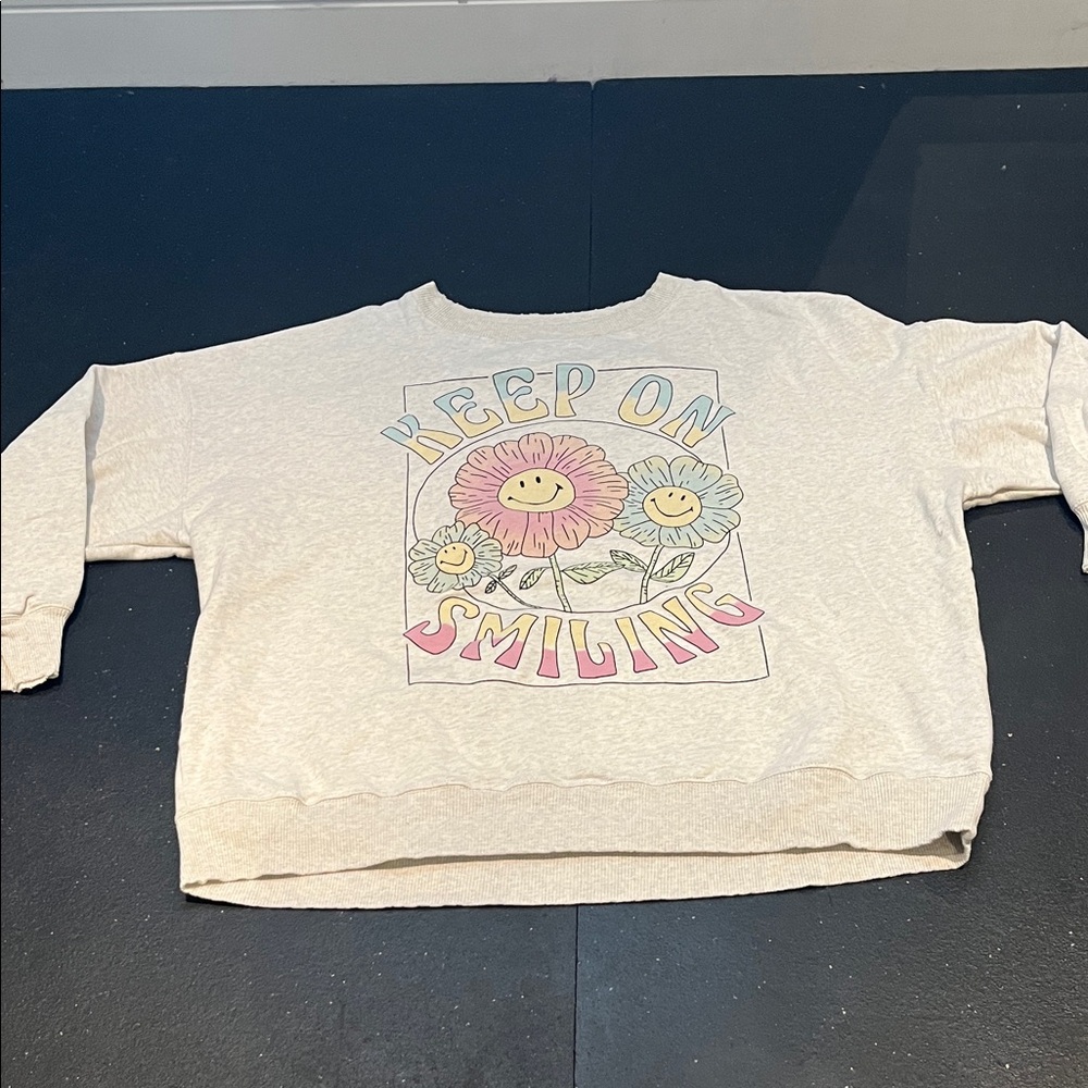 American Eagle Cream Crewneck Sweatshirt with Midnight Logo